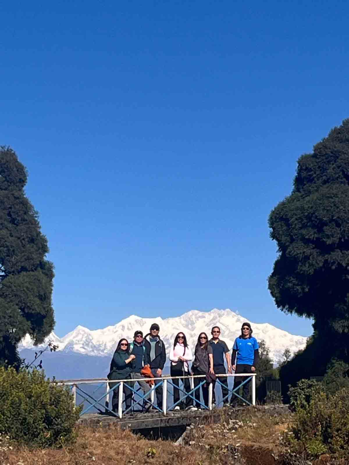 Group with Kanchenjunga view